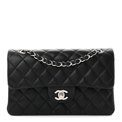 Lambskin Quilted Small Double Flap Black