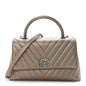 Metallic Caviar Chevron Quilted Small Coco Handle Flap Light Gold
