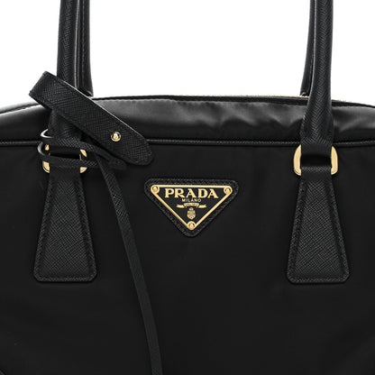 Re-Nylon Saffiano Medium Re-Edition 1978 Two Handle Bag Black
