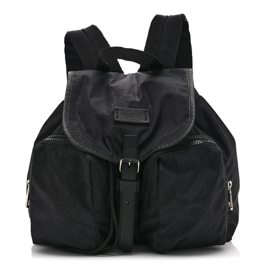 Nylon Monogram Medium Light Single Buckle Backpack Black