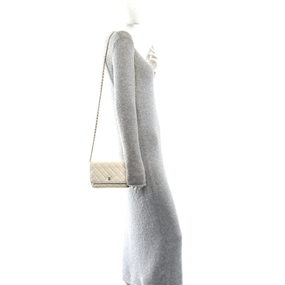 Caviar Quilted Wallet On Chain WOC White
