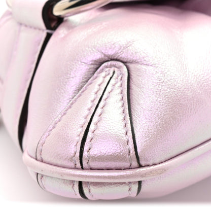 Iridescent Nappa Vertical Matelasse Small Maxi Horsebit Chain Shoulder Bag Escape Pink