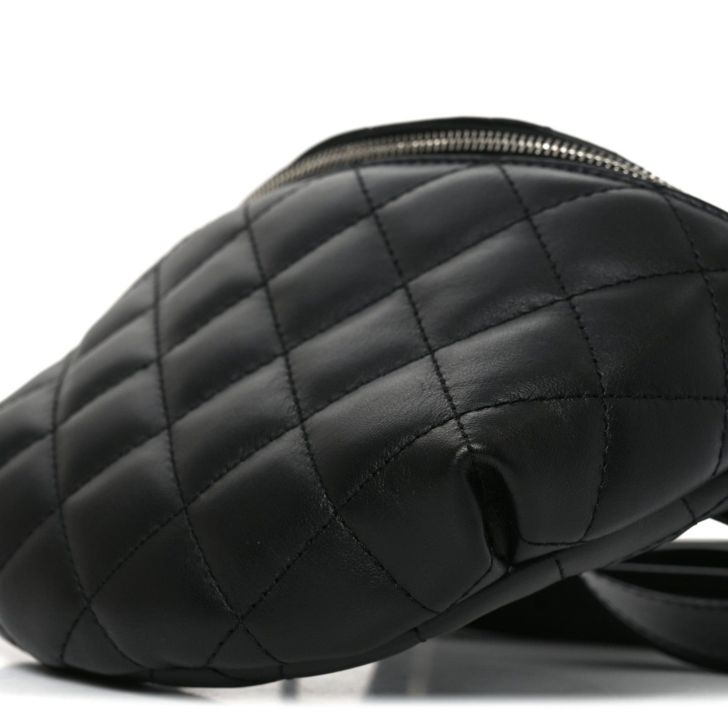 Calfskin Quilted Waist Belt Bag Black