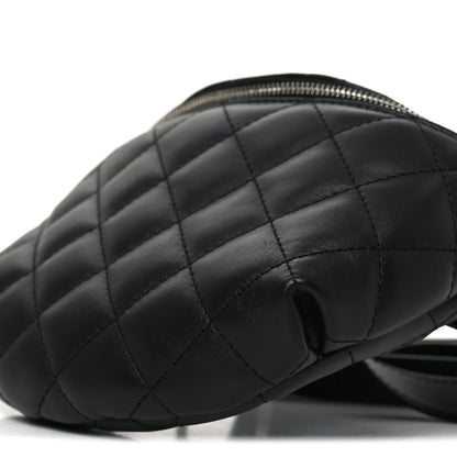 Calfskin Quilted Waist Belt Bag Black