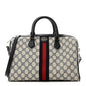 GG Supreme Monogram Web Medium Ophidia Top Handle Bag Beige Blue