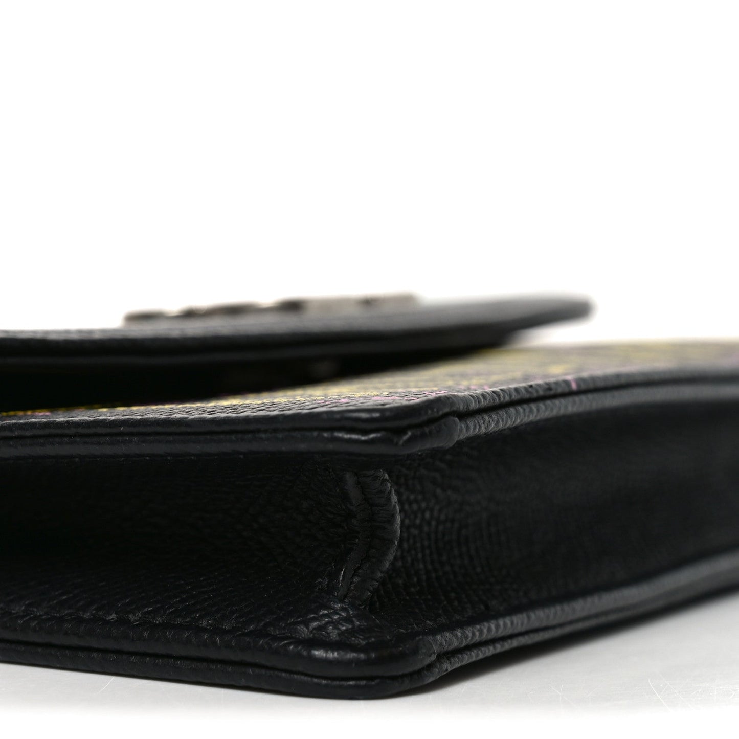 Grained Calfskin Graffiti BB Wallet On Chain Black