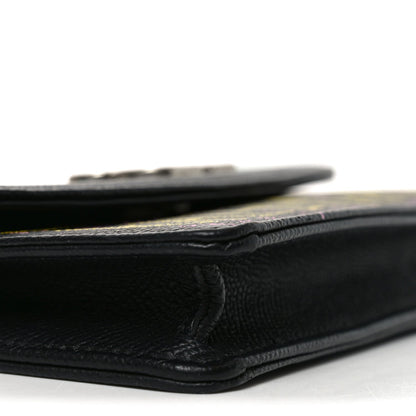 Grained Calfskin Graffiti BB Wallet On Chain Black