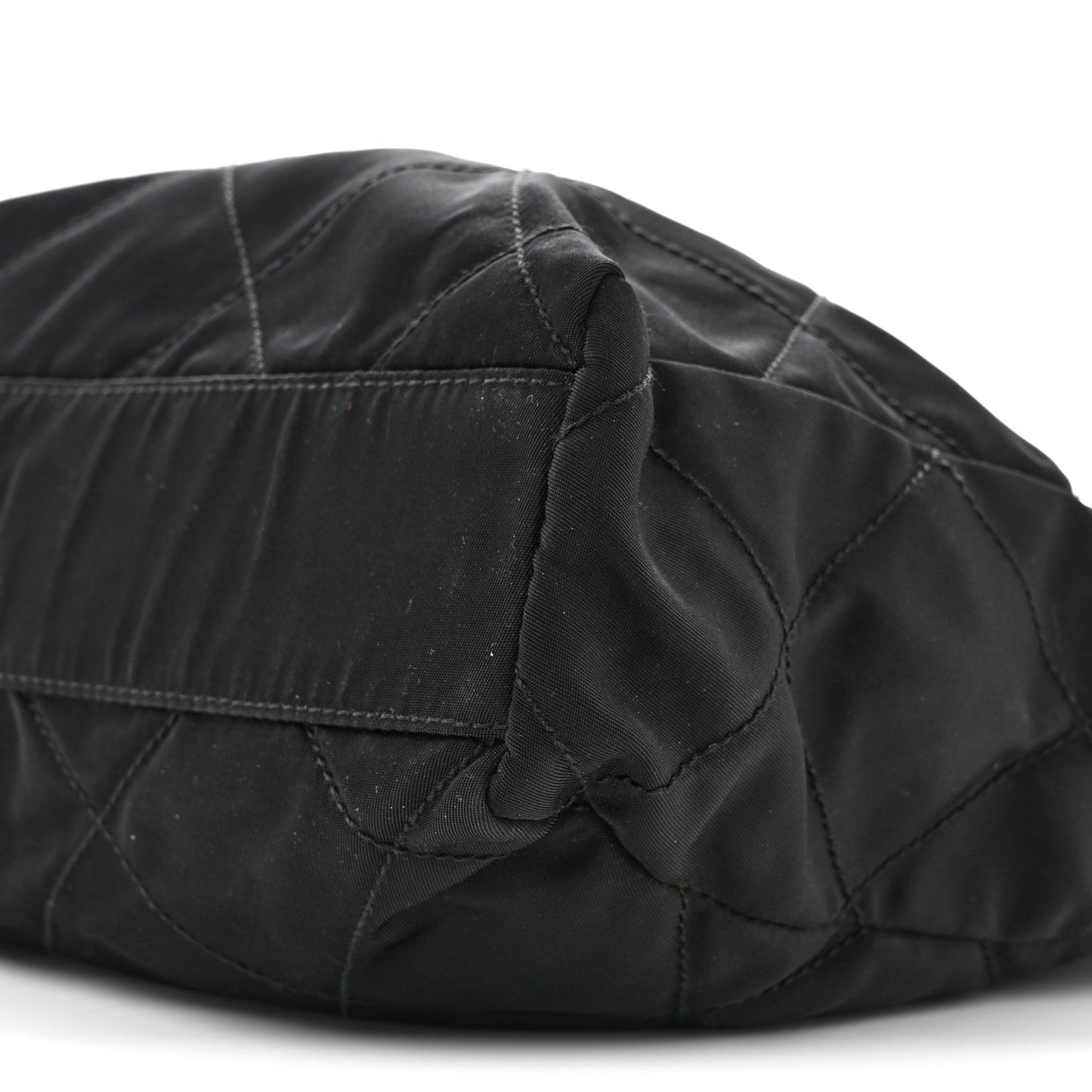 Nylon Tessuto Impuntu Quilted Flap Shoulder Bag Black