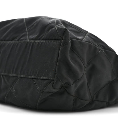 Nylon Tessuto Impuntu Quilted Flap Shoulder Bag Black