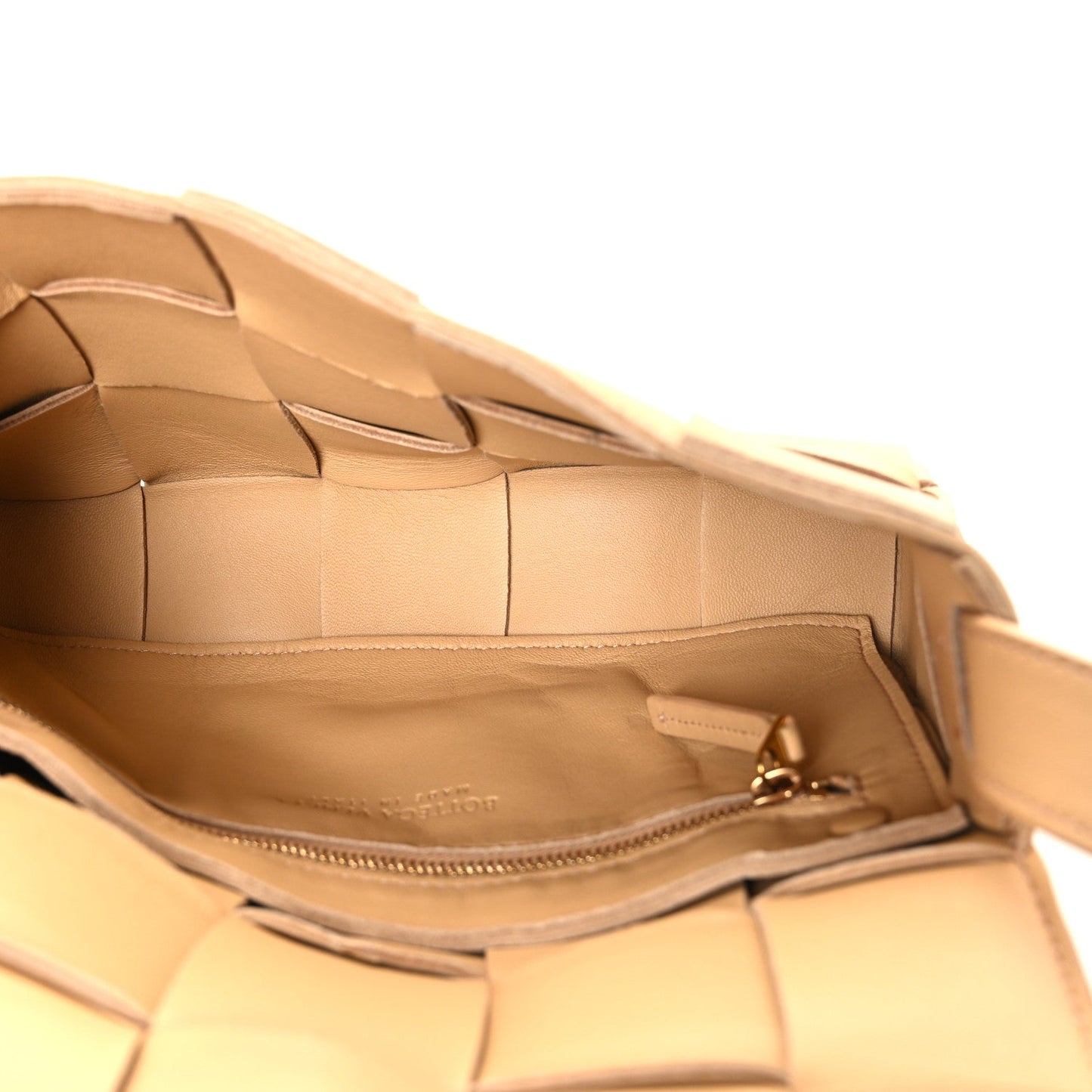 Lambskin Maxi Intrecciato Cassette Crossbody Bag Almond