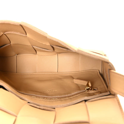 Lambskin Maxi Intrecciato Cassette Crossbody Bag Almond