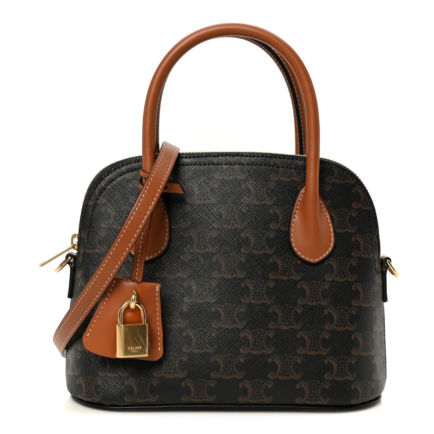 Canvas Calfskin Triomphe Teen Honorine Bag Tan