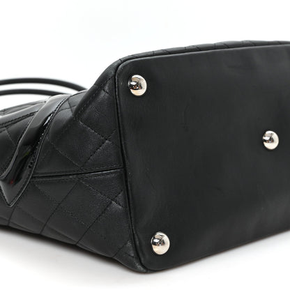 Calfskin Quilted Large Cambon Tote Black