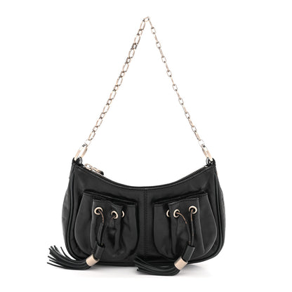 Lambskin Tassel Hobo Black