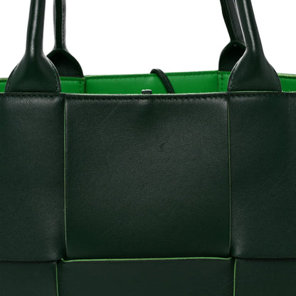 Calfskin Maxi Intrecciato Medium Arco Tote Raintree