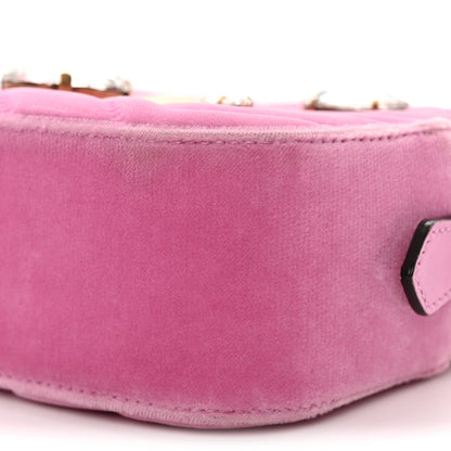 Velvet Matelasse Marquise Crystals Mini GG Marmont Chain Shoulder Bag Malva