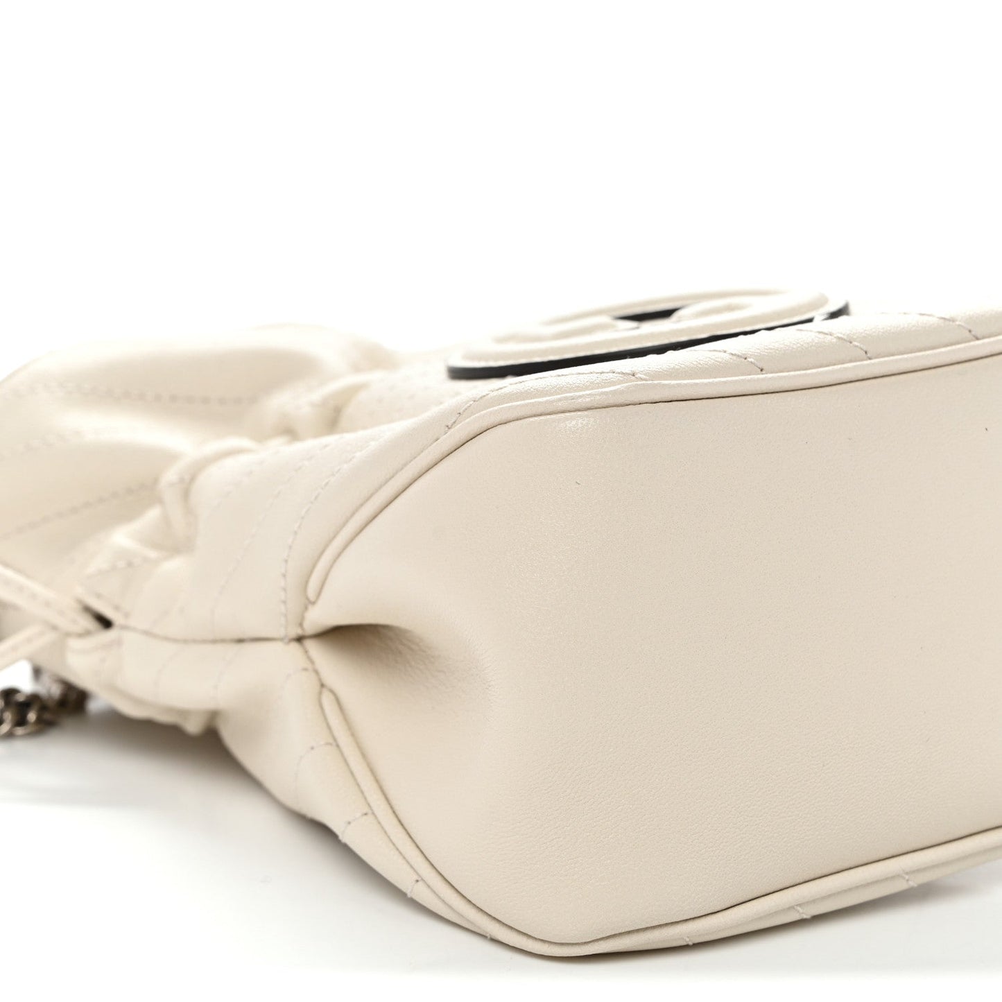 Sakai Be Green Calfskin Diagonal Stitched Mini Blondie Bucket Bag Mystic White