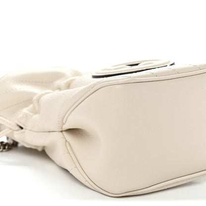 Sakai Be Green Calfskin Diagonal Stitched Mini Blondie Bucket Bag Mystic White