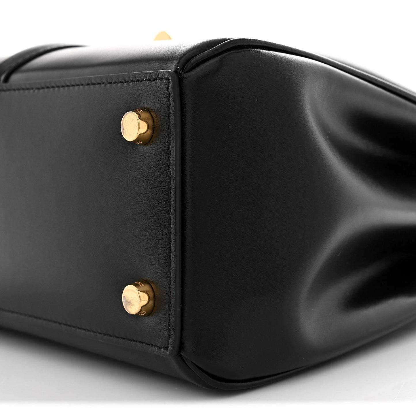 Satinated Calfskin Small 16 Top Handle Bag Black