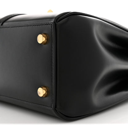 Satinated Calfskin Small 16 Top Handle Bag Black