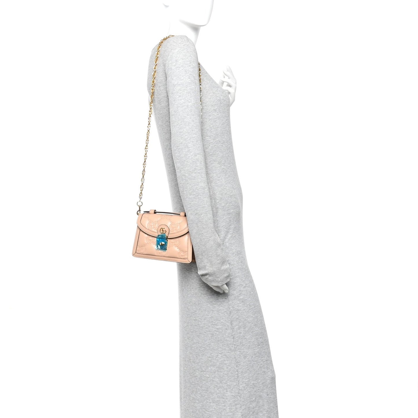 Calfskin GG Matelasse Mini Chain Top Handle Bag Light Pink