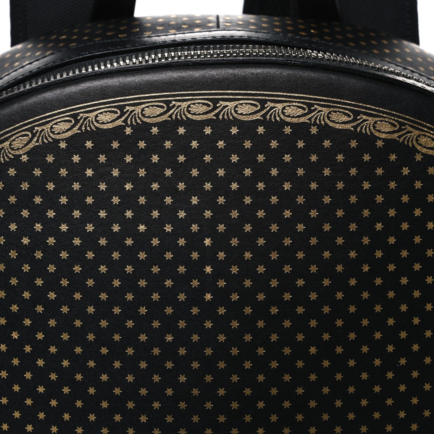 X SEGA Calfskin GUCCY Stars Dome Backpack Black Gold