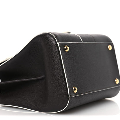 Grained Calfskin Bi-Color Brillant Mini Satchel Black