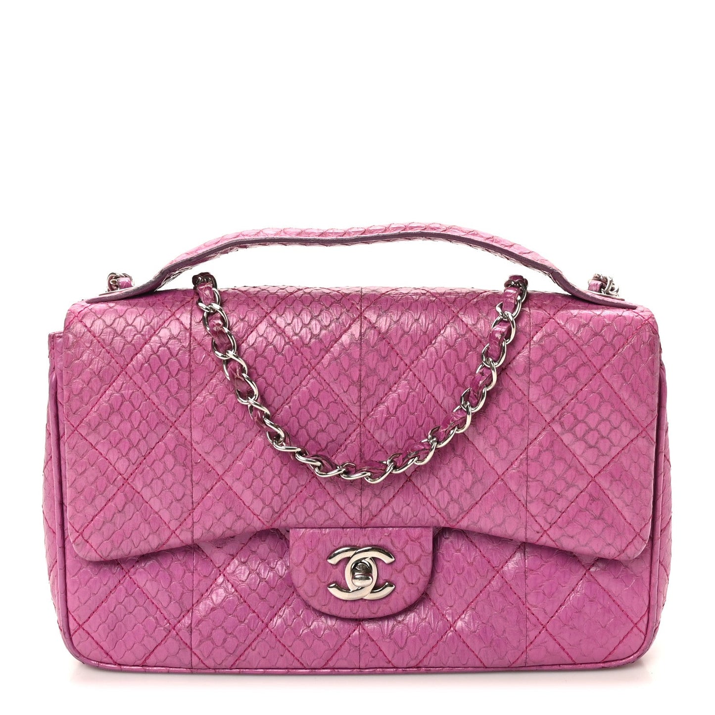 Elaphe Snakeskin Quilted Medium Easy Carry Flap Purple