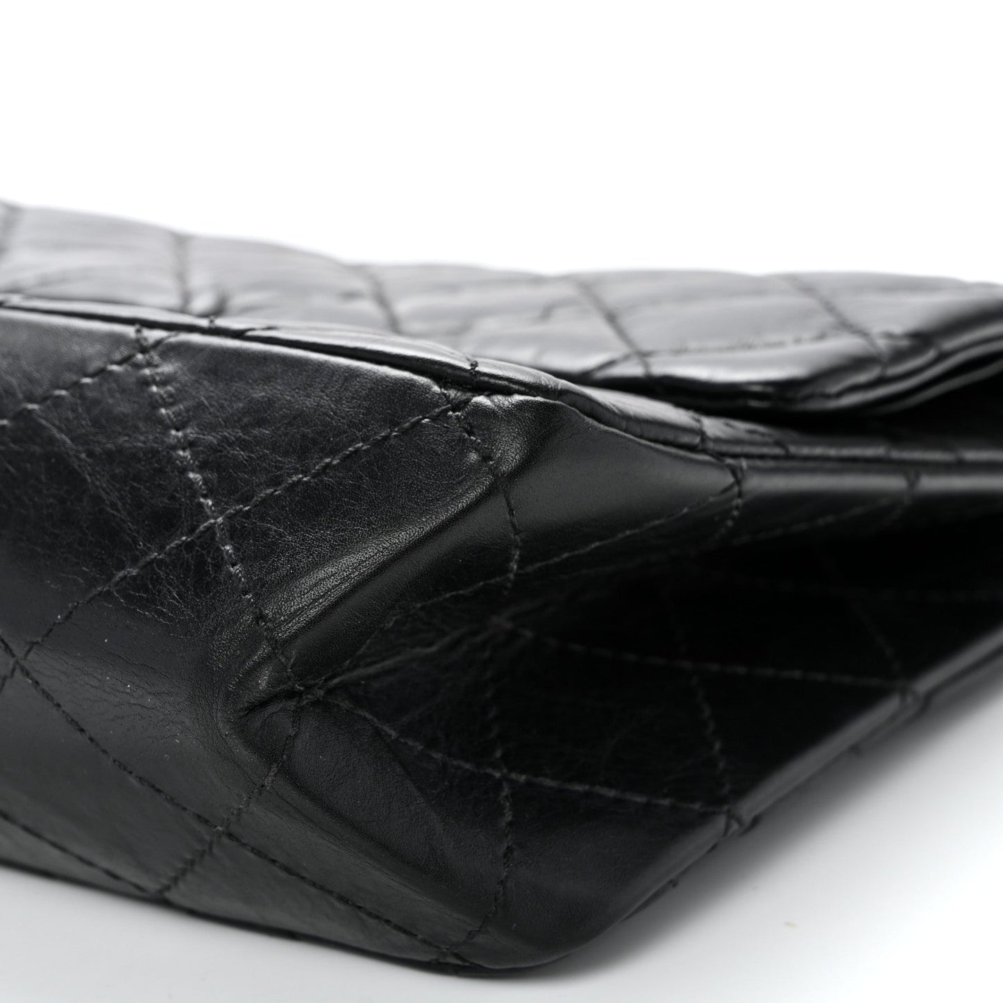 Aged Calfskin Quilted 2.55 Reissue 227 Flap Black