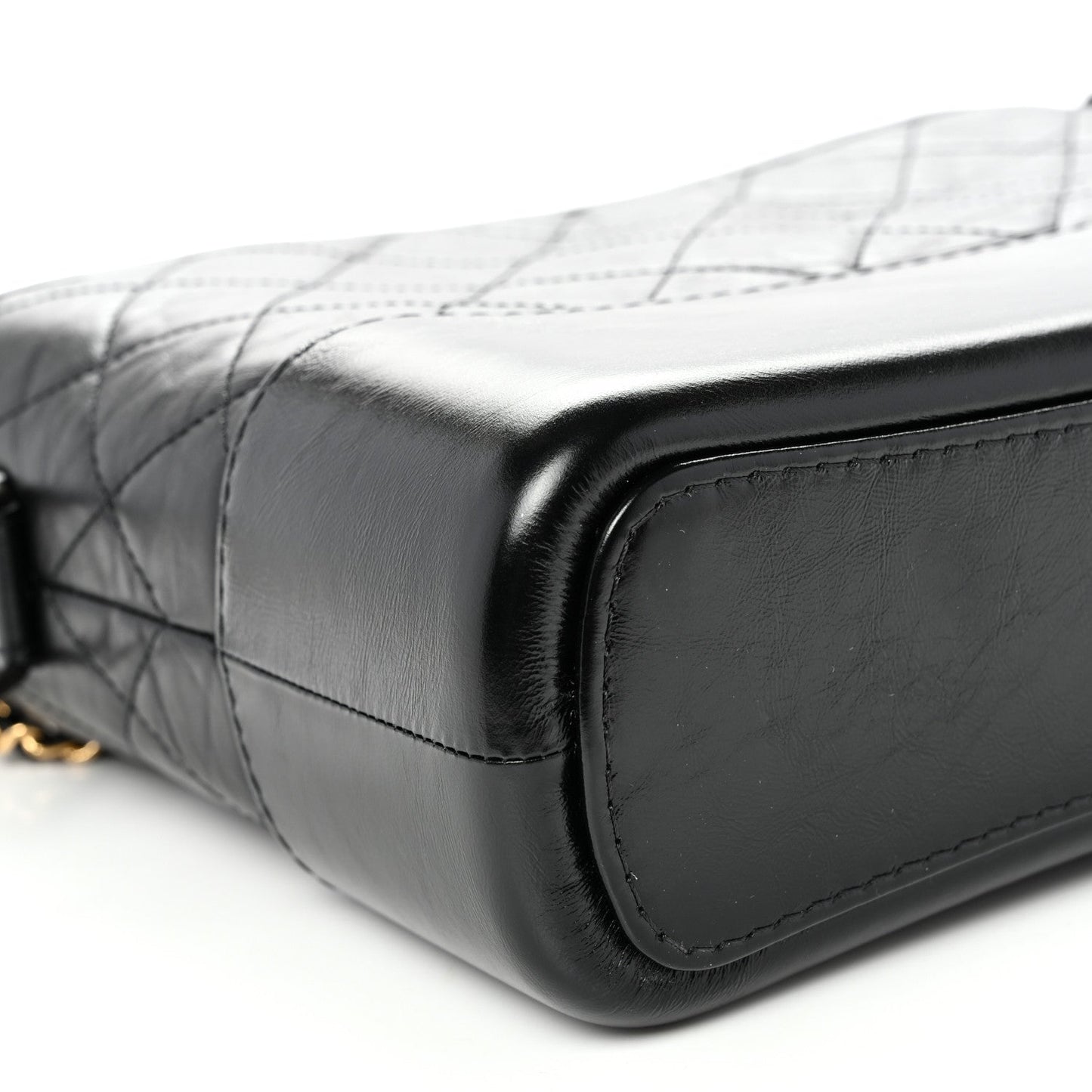 Aged Smooth Calfskin Quilted Medium Gabrielle Logo Hobo Black