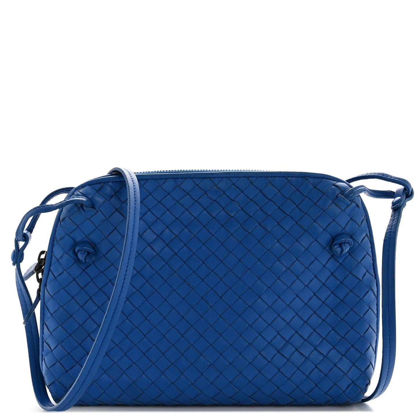Nappa Intrecciato Double Compartment Crossbody Bag Atlantic Blue