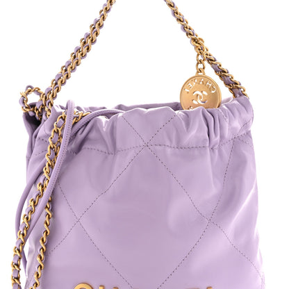 Shiny Calfskin Quilted Mini Chanel 22 Light Purple