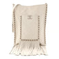 Calfskin Quilted Fringe Small Shopping Bag White