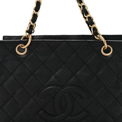 Caviar Quilted Petit Timeless Tote PTT Black