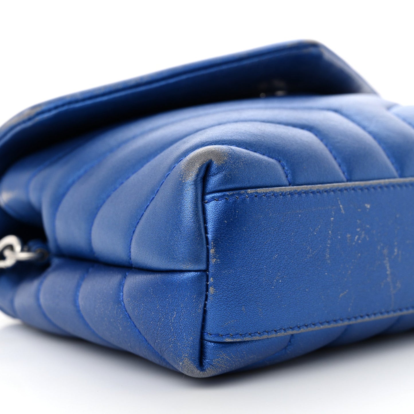 Metallic Calfskin Y Quilted Monogram Toy Loulou Crossbody Bag Blue Royal