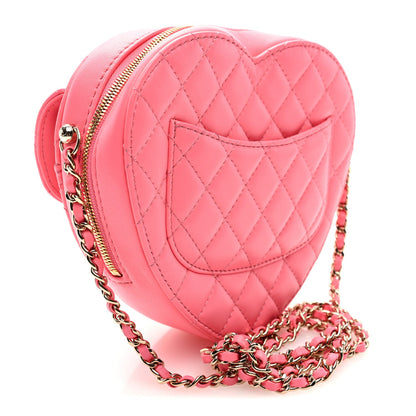 Lambskin Quilted CC In Love Heart Bag Pink