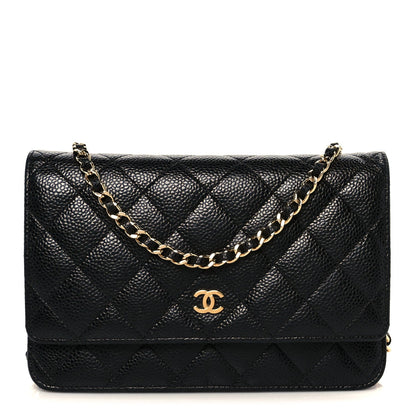Caviar Quilted Wallet On Chain WOC Black