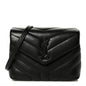 Calfskin Y Quilted Monogram Monochrome Toy Loulou Crossbody Bag Black