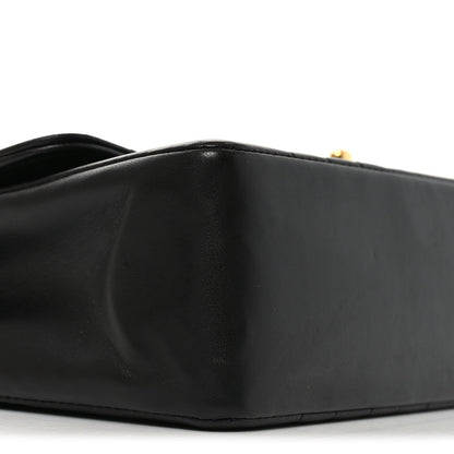 Lambskin Vertical Quilted Medium Single Flap Black