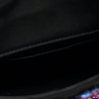 Satin Crystal Embellished La Medusa Mini Hobo Bag Black Multicolor
