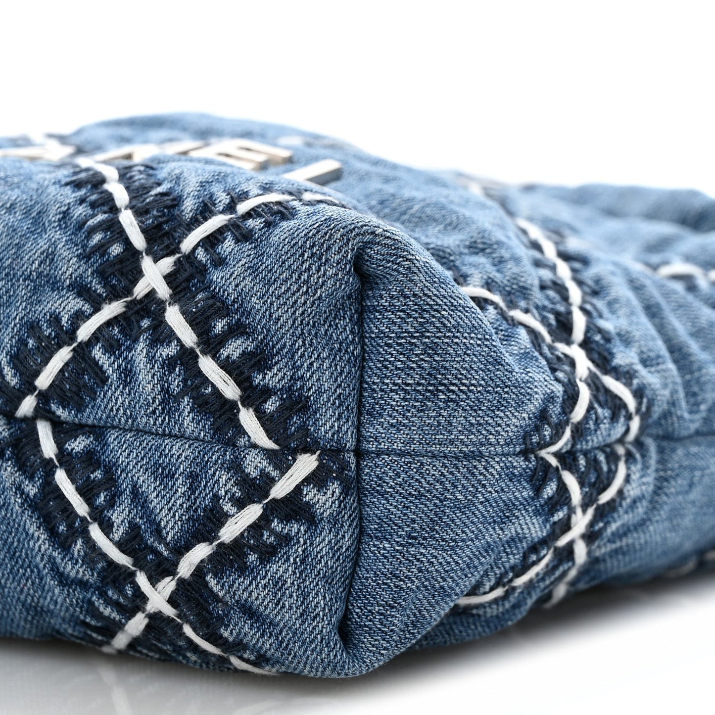 Denim Stitched Quilted Mini Chanel 22 Blue