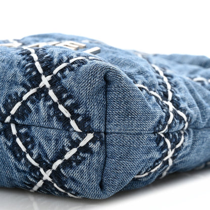 Denim Stitched Quilted Mini Chanel 22 Blue