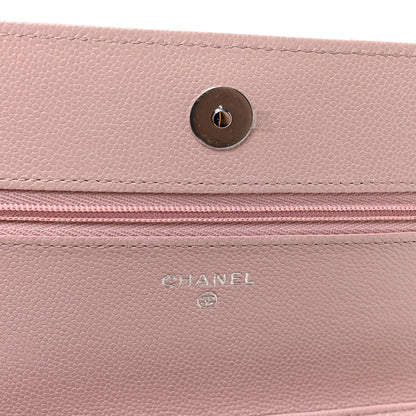Caviar Quilted Wallet on Chain WOC Light Pink