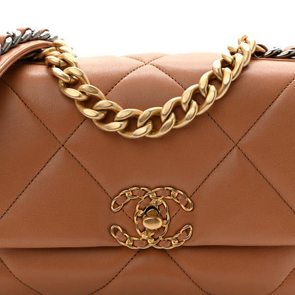 Lambskin Quilted Medium Chanel 19 Flap Brown