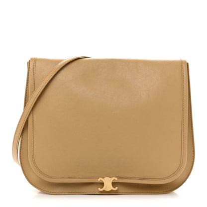 Shiny Lambskin Soft Triomphe Besace Bag Sandcastle