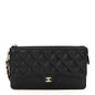 Caviar Quilted Classic Pouch With Handle Black