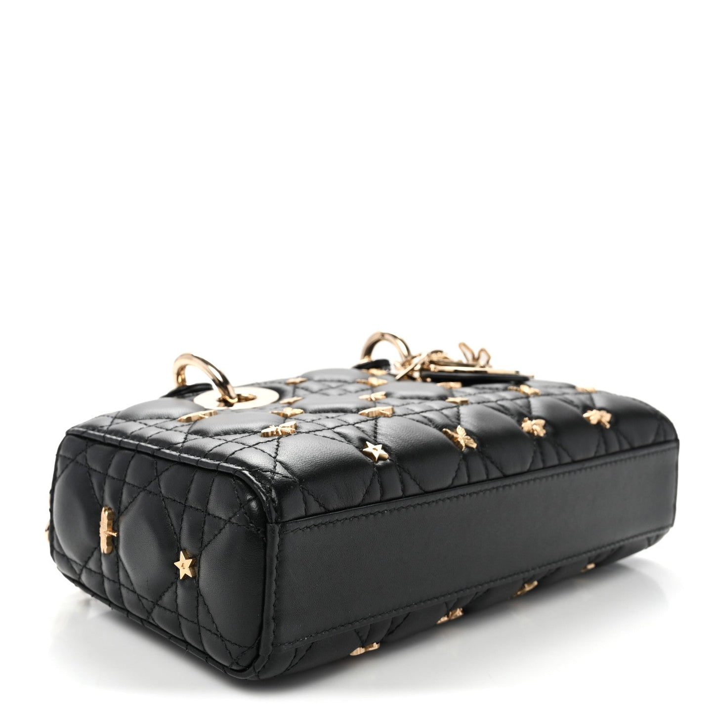 Lambskin Cannage Butterfly Studs Small Lady D-Joy Black
