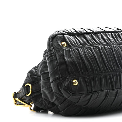 Nappa Gaufre Top Handle Satchel Black