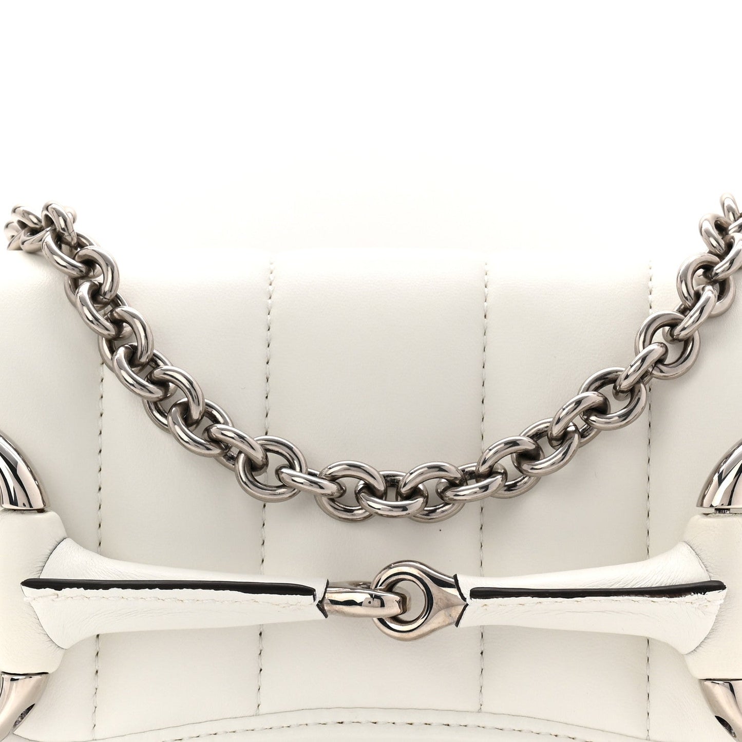 Nappa Vertical Matelasse Small Maxi Horsebit Chain Shoulder Bag Great White