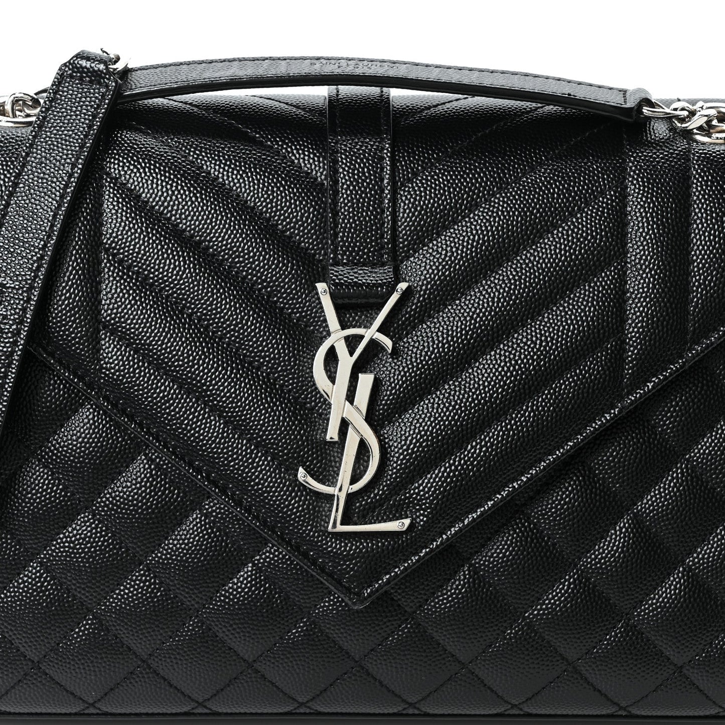 Grain De Poudre Textured Mixed Matelasse Triquilt Medium Monogram Satchel Black